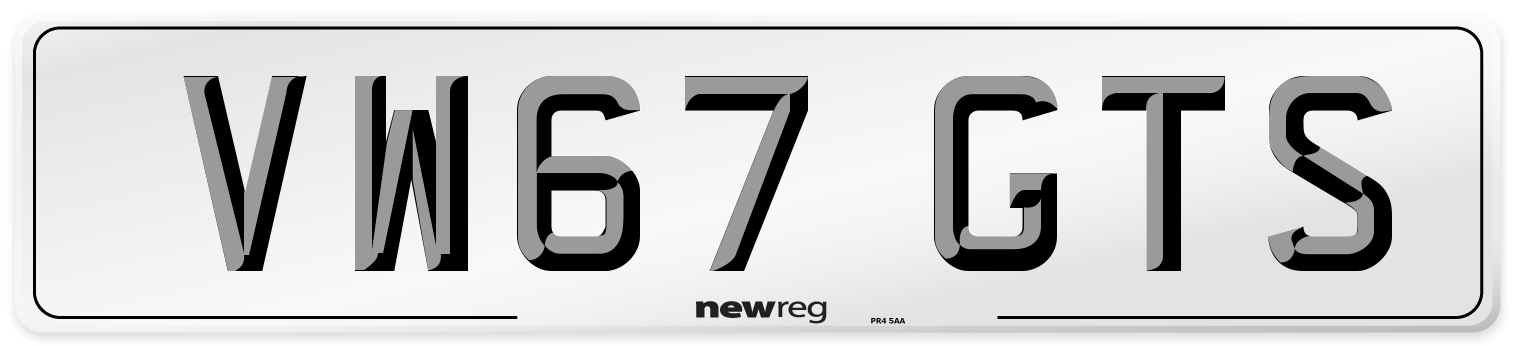 VW67 GTS Number Plate from New Reg